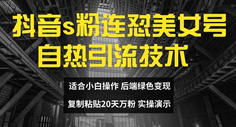 抖音s粉连怼美女号自热引流技术复制粘贴，20天万粉账号，无需实名制，矩阵操作【揭秘】-宇文网创