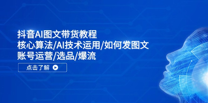 抖音AI图文带货教程：核心算法/AI技术运用/如何发图文/账号运营/选品/爆流-宇文网创