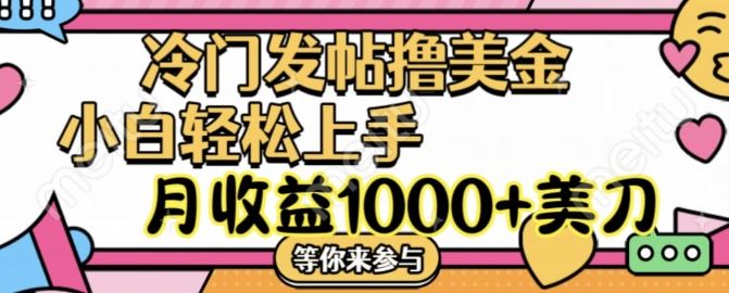 冷门发帖撸美金项目，月收益1000+美金，简单无脑，干就完了【揭秘】-宇文网创