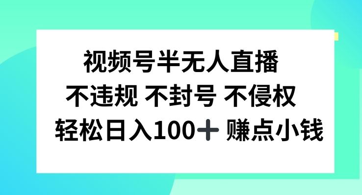 视频号半无人直播，不违规不封号，轻松日入100+【揭秘】-宇文网创