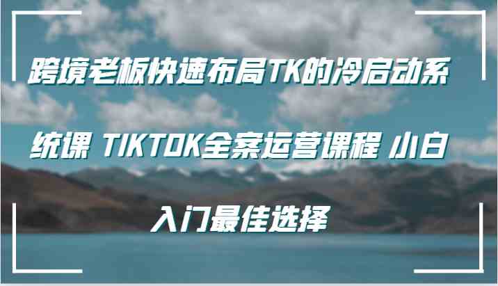 跨境老板快速布局TK的冷启动系统课 TIKTOK全案运营课程 小白入门最佳选择-宇文网创