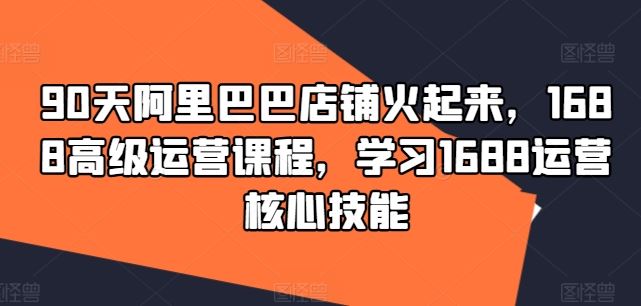 90天阿里巴巴店铺火起来，1688高级运营课程，学习1688运营核心技能-宇文网创