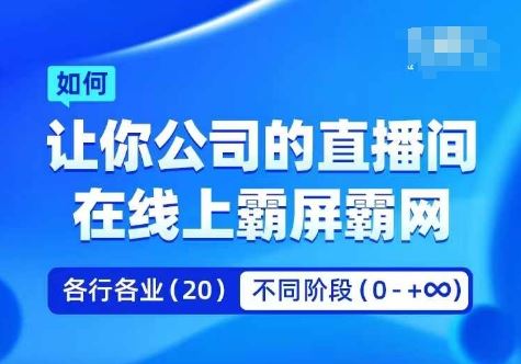 企业矩阵直播霸屏实操课，让你公司的直播间在线上霸屏霸网-宇文网创