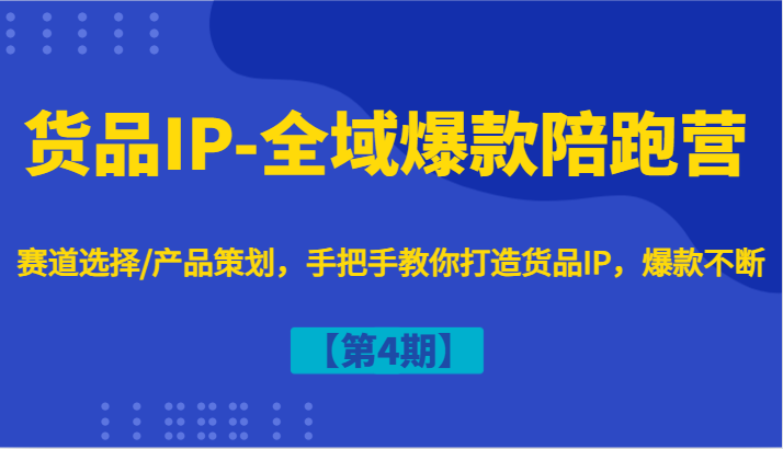 货品IP-全域爆款陪跑营【第4期】赛道选择/产品策划，手把手教你打造货品IP，爆款不断-宇文网创