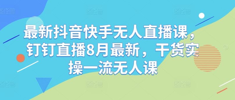 最新抖音快手无人直播课，钉钉直播8月最新，干货实操一流无人课-宇文网创