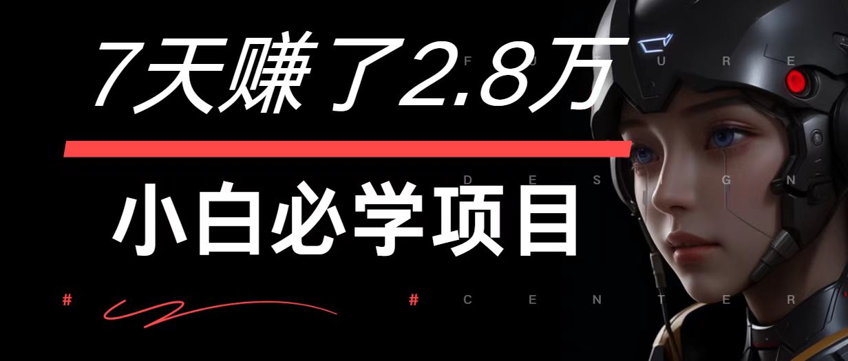 7天赚了2.8万！每单利润最少500+，轻松月入7万+小白有手就行-宇文网创