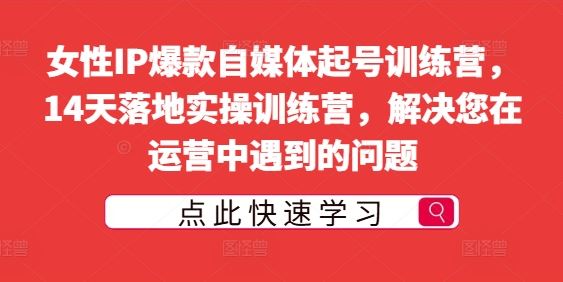 女性IP爆款自媒体起号训练营，14天落地实操训练营，解决您在运营中遇到的问题-宇文网创