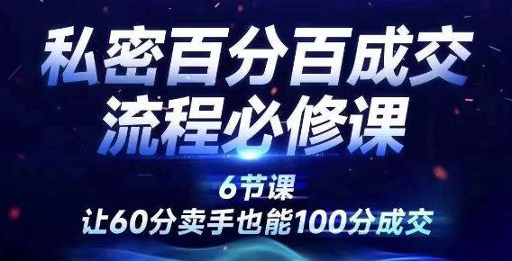 私密百分百成交流程线上训练营，绝对成交，让60分卖手也能100分成交-宇文网创