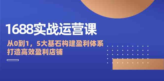 1688实战运营课：从0到1，5大基石构建盈利体系，打造高效盈利店铺-宇文网创