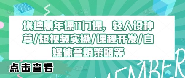 埃德蒙年课11门课，轻人设种草/短视频实操/课程开发/自媒体营销策略等-宇文网创