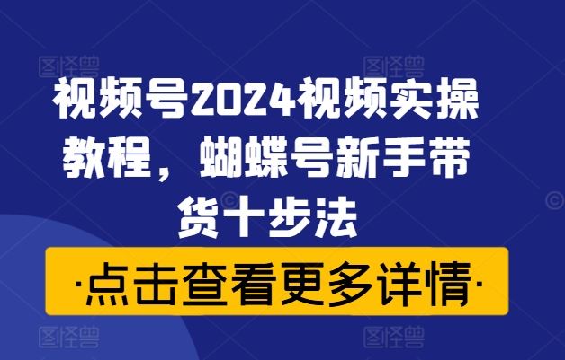 视频号2024视频实操教程，蝴蝶号新手带货十步法-宇文网创