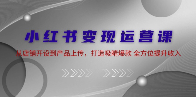 小红书变现运营课：从店铺开设到产品上传，打造吸睛爆款 全方位提升收入-宇文网创