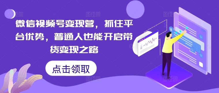 微信视频号变现营，抓住平台优势，普通人也能开启带货变现之路-宇文网创