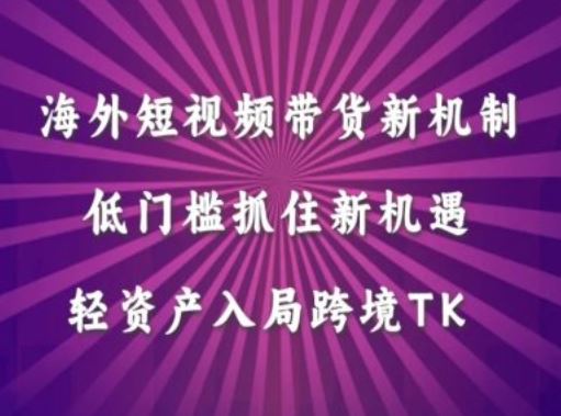 海外短视频Tiktok带货新机制，低门槛抓住新机遇，轻资产入局跨境TK-宇文网创