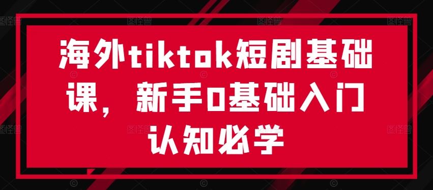 海外tiktok短剧基础课，新手0基础入门认知必学-宇文网创