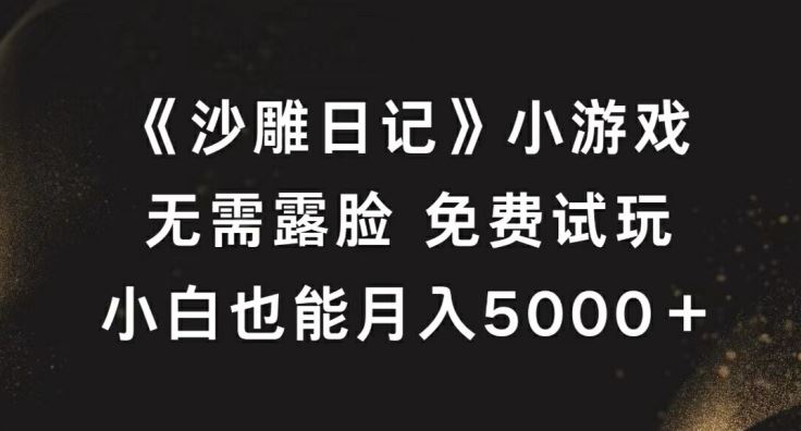 《沙雕日记》小游戏，无需露脸免费试玩，小白也能月入5000+【揭秘】-宇文网创