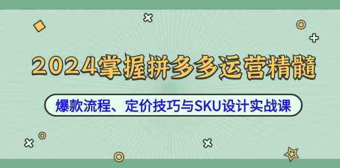 2024掌握拼多多运营精髓：爆款流程、定价技巧与SKU设计实战课-宇文网创