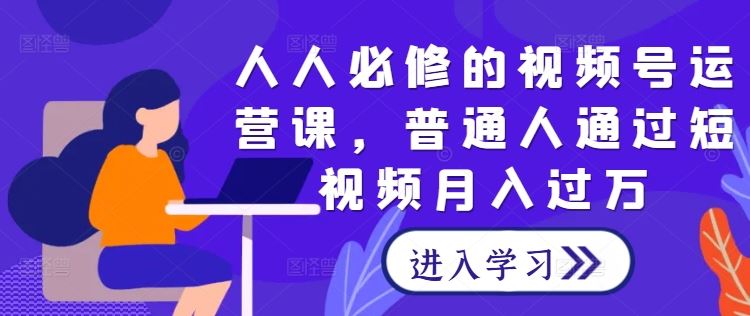 人人必修的视频号运营课，普通人通过短视频月入过万-宇文网创