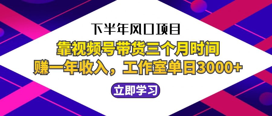 下半年风口项目，靠视频号带货三个月时间赚一年收入，工作室实测单日3…-宇文网创