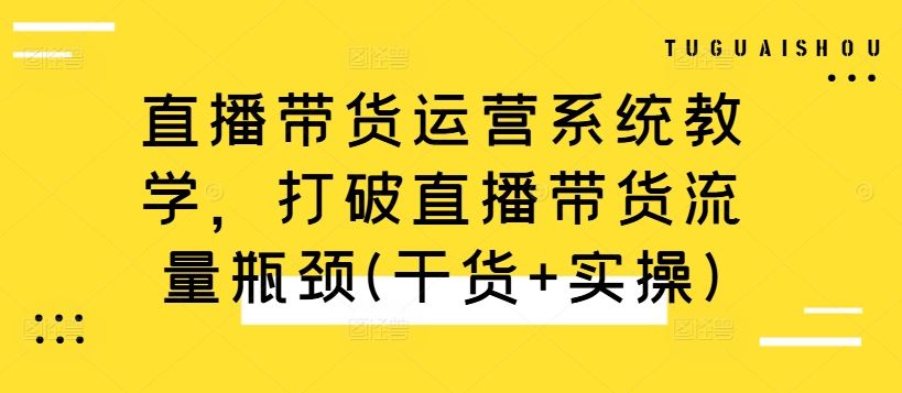 直播带货运营系统教学，打破直播带货流量瓶颈(干货+实操)-宇文网创