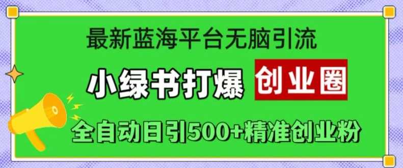 最新蓝海平台无脑引流，小绿书打爆创业圈，全自动日引500+精准创业粉-宇文网创