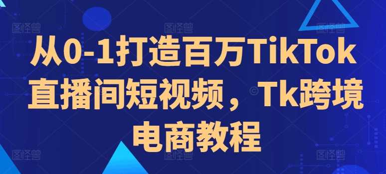 从0-1打造百万TikTok直播间短视频，Tk跨境电商教程-宇文网创