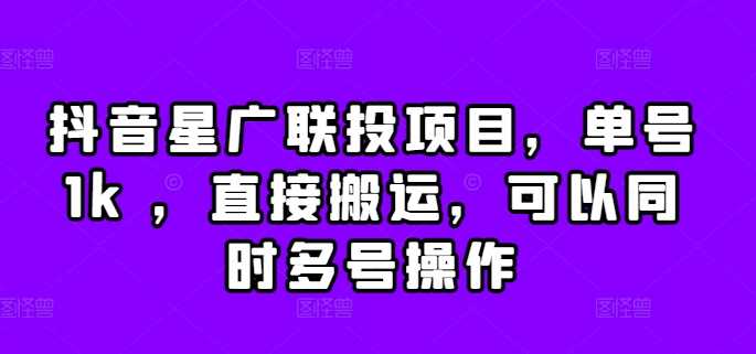 抖音星广联投项目，单号1k ，直接搬运，可以同时多号操作【揭秘】-宇文网创