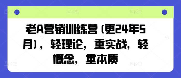 老A营销训练营(更24年10月)，轻理论，重实战，轻概念，重本质-宇文网创