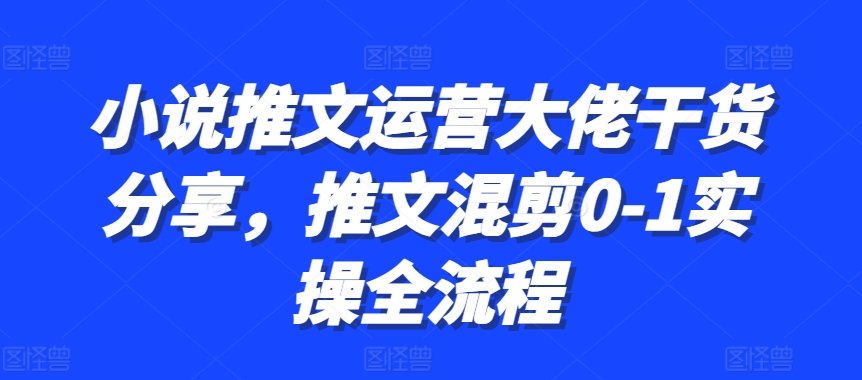 小说推文运营大佬干货分享，推文混剪0-1实操全流程-宇文网创