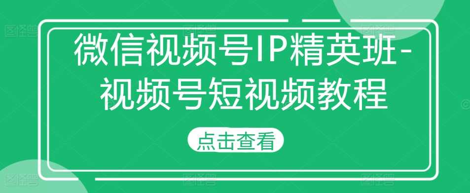 微信视频号IP精英班-视频号短视频教程-宇文网创