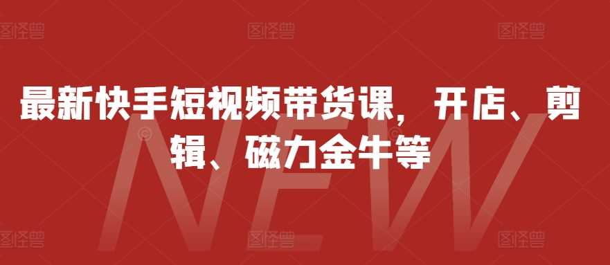 最新快手短视频带货课，开店、剪辑、磁力金牛等-宇文网创