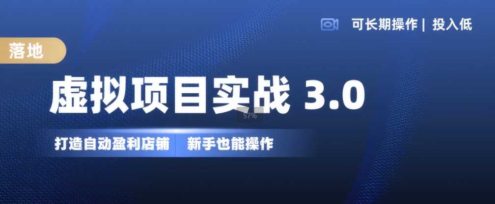 虚拟项目实战3.0，打造自动盈利店铺，可长期操作投入低，新手也能操作-宇文网创