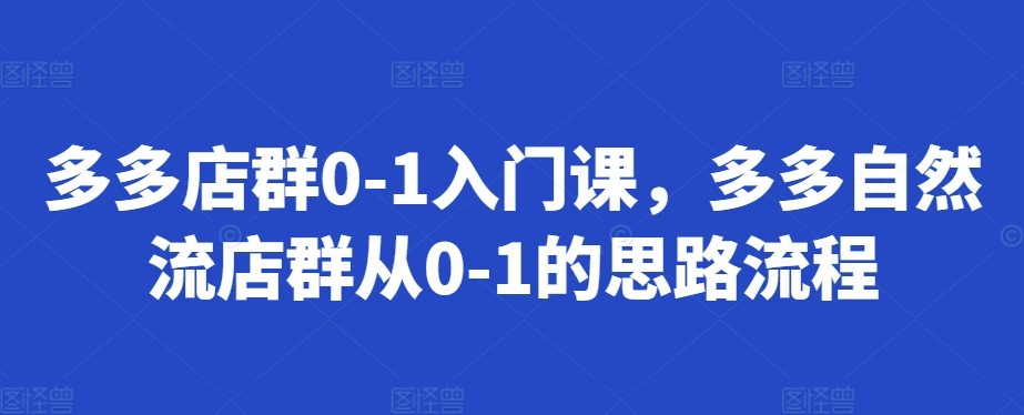 多多店群0-1入门课，多多自然流店群从0-1的思路流程-宇文网创