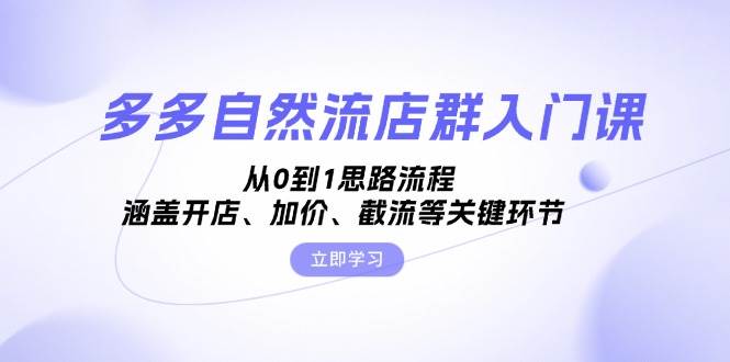 多多自然流店群入门课，从0到1思路流程，涵盖开店、加价、截流等关键环节-宇文网创