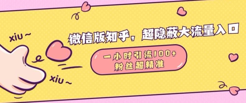 微信版知乎，超隐蔽流量入口1小时引流100人，粉丝质量超高【揭秘】-宇文网创