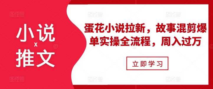 小说推文之蛋花小说拉新，故事混剪爆单实操全流程，周入过万-宇文网创