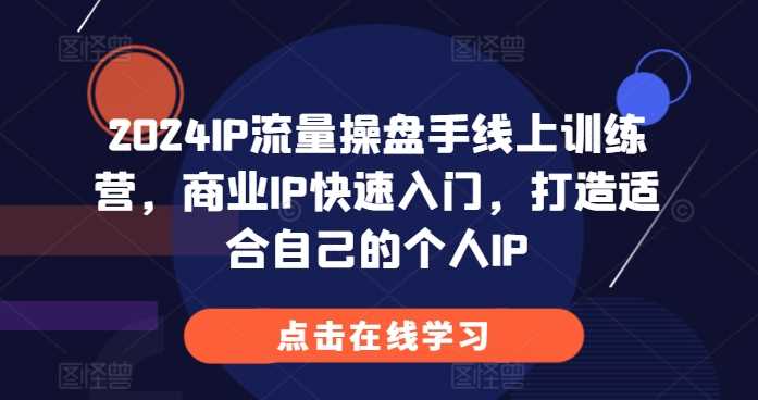 2024IP流量操盘手线上训练营，商业IP快速入门，打造适合自己的个人IP-宇文网创