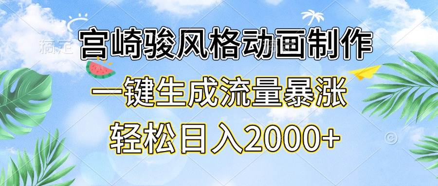 宫崎骏风格动画制作，一键生成流量暴涨，轻松日入2000+-宇文网创