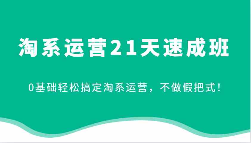 淘系运营21天速成班，0基础轻松搞定淘系运营，不做假把式！-宇文网创