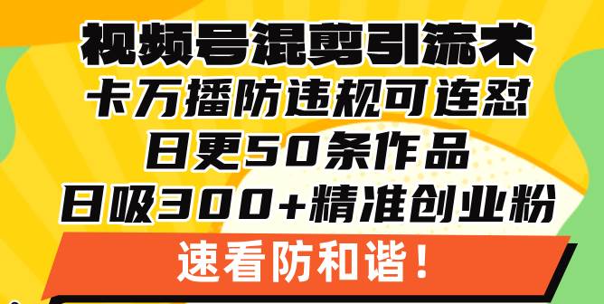 视频号混剪引流技术，500万播放引流17000创业粉，操作简单当天学会-宇文网创