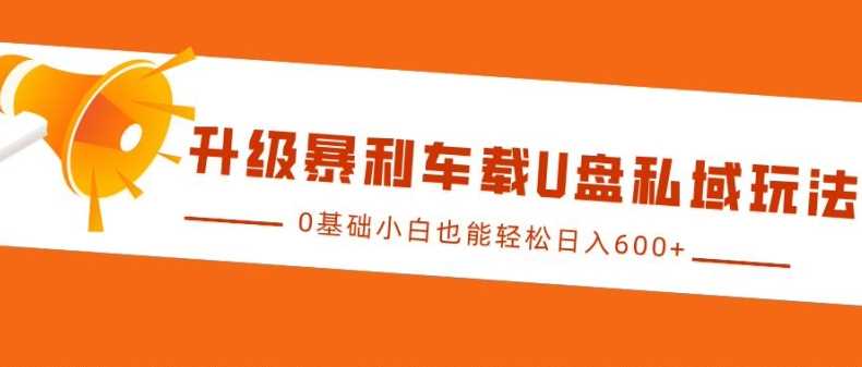 升级暴利车载U盘私域玩法，0基础小白也能轻松日入多张【揭秘】-宇文网创