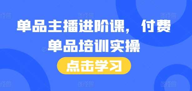 单品主播进阶课，付费单品培训实操，46节完整+话术本-宇文网创