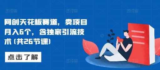 网创天花板赛道，卖项目月入6个，含独家引流技术(共26节课)-宇文网创