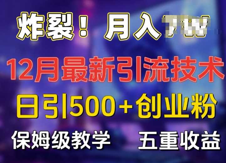 炸裂!揭秘12月最新日引流500+精准创业粉，多重收益保姆级教学-宇文网创