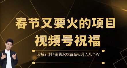 春节又要火的项目视频号祝福，分成计划+带货双收益，轻松月入几个W【揭秘】-宇文网创