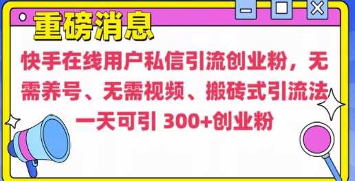 快手最新引流创业粉方法，无需养号、无需视频、搬砖式引流法【揭秘】-宇文网创