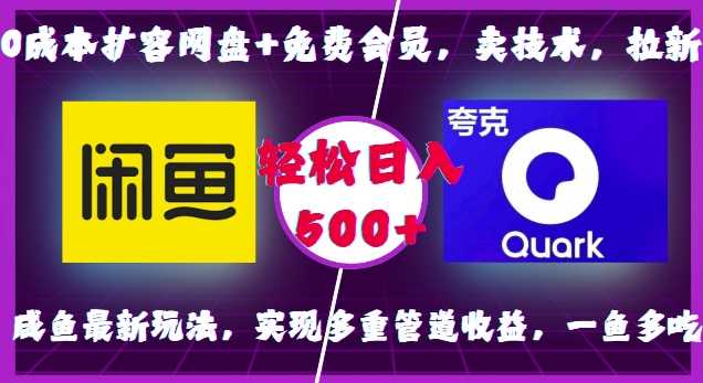 0成本扩容网盘+免费会员，卖技术，拉新，咸鱼最新玩法，实现多重管道收益，一鱼多吃，轻松日入500+-宇文网创