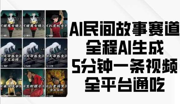 AI民间故事赛道，全程AI生成5分钟一条视频，全平台通吃-宇文网创