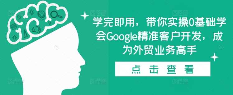 学完即用，带你实操0基础学会Google精准客户开发，成为外贸业务高手-宇文网创