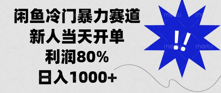 闲鱼冷门暴力赛道，新人当天开单，利润80%，日入1000+-宇文网创